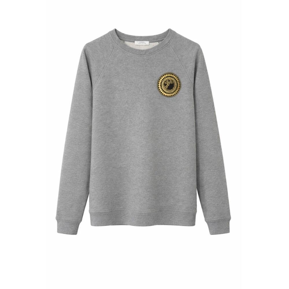 Versace collection women small sweater gray cotton crewneck longsleeve pullover